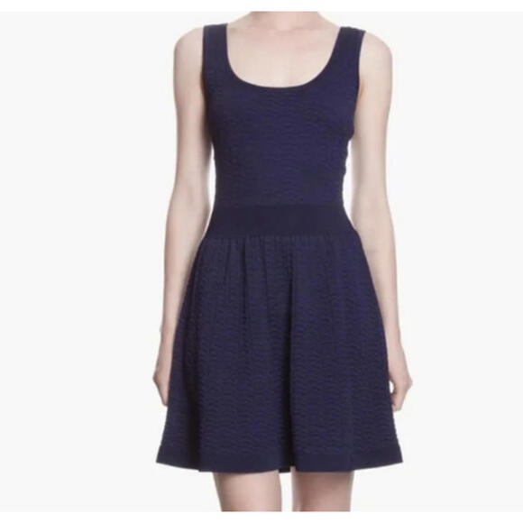 SANDRO navy knit sleeveless fit and flare dress sz 2 - Picture 1 of 6